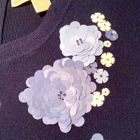 MICHAEL KORS NWT TRUE NAVY SEQUENCE DECORATION DRESS MEDIUM - Picture 7 of 11